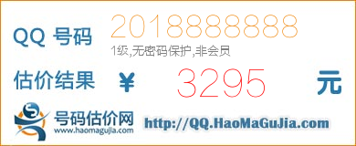 号码：2018888888 估价/评估结果：3295元