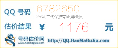 号码：6782650 估价/评估结果：1176元