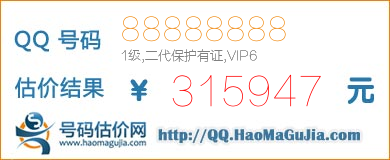 号码：88888888 估价/评估结果：315947元