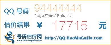 号码：94444444 估价/评估结果：17715元